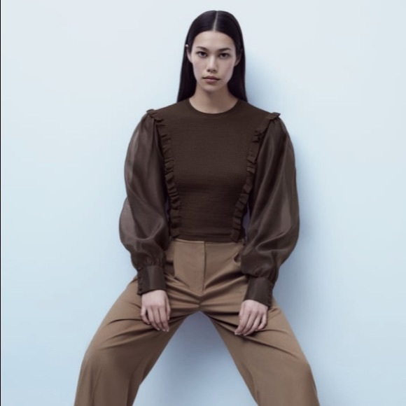 Zara Tops - Zara brown knit combination top